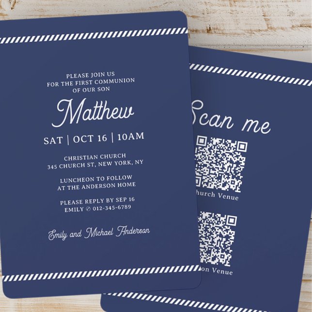 First Communion For Him | Elegant Classic Cross Invitation (Creator Uploaded)