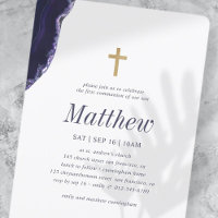 First Communion For Him Geode Faux Gold Cross