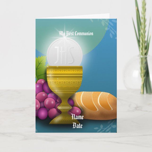 First Communion Gifts Eucharist Personalised Card (Front)