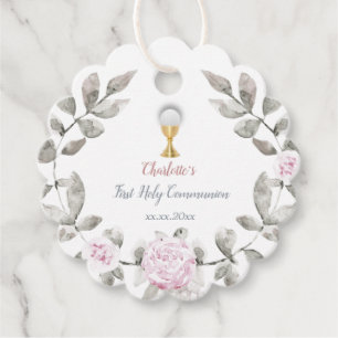 First Communion girl flowers wreath Favour Tags