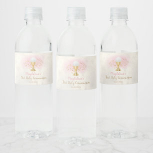First Communion girl Water Bottle Label