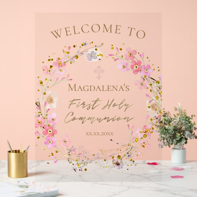 First Communion girl welcome Acrylic Sign (Wedding)
