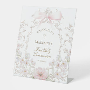 First Communion girl welcome Pedestal Sign