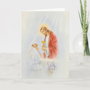 First communion girls Congratulation Card