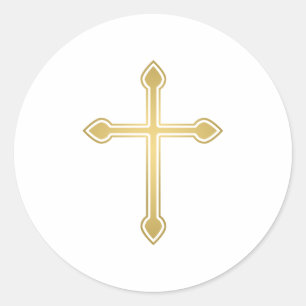 First Communion Gold Cross Classic Round Sticker