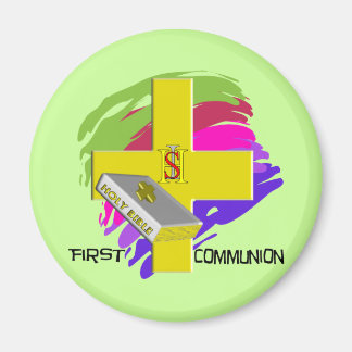 First Communion GOLD CROSS Design Magnet