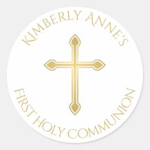 First Communion Gold Cross Monogrammed Name