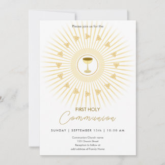 First Communion Gold with Chalice Invitation