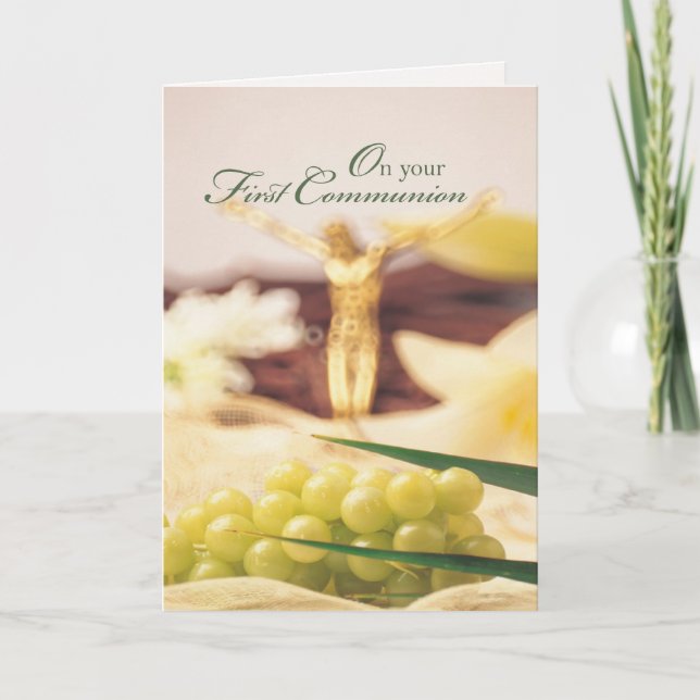 First Communion Grapes and Cross Card (Front)
