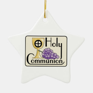 First Communion Grapes and Cup, Customisable Ceramic Tree Decoration
