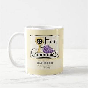 First Communion Grapes and Cup, Customisable Coffee Mug