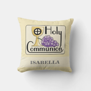 First Communion Grapes and Cup, Customisable Cushion