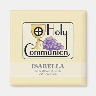 First Communion Grapes and Cup, Customisable Magnet