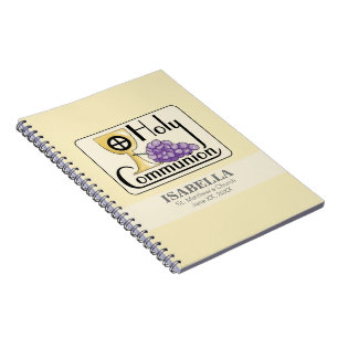 First Communion Grapes and Cup, Customisable Notebook
