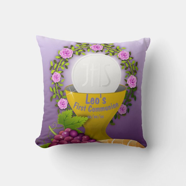 First Communion Holy Eucharist Photo Personalised Cushion (Front)