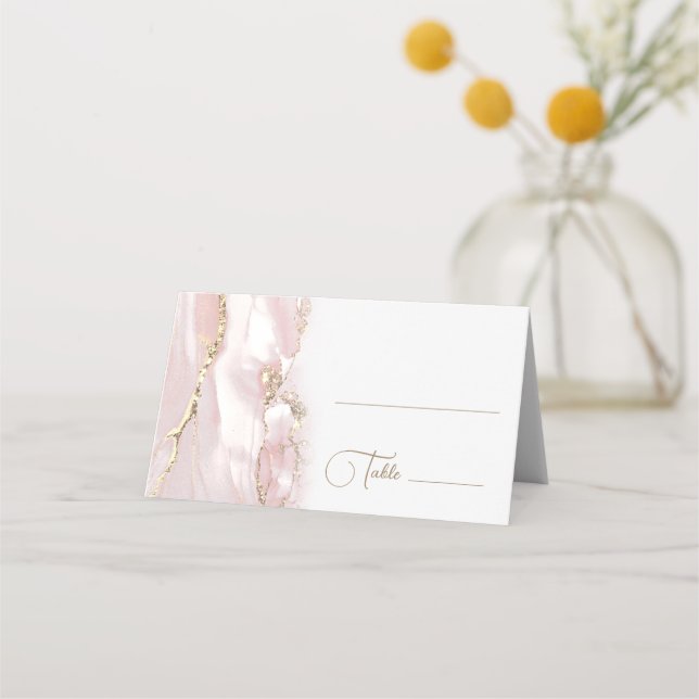 First Communion ink marble Place Card (Front)