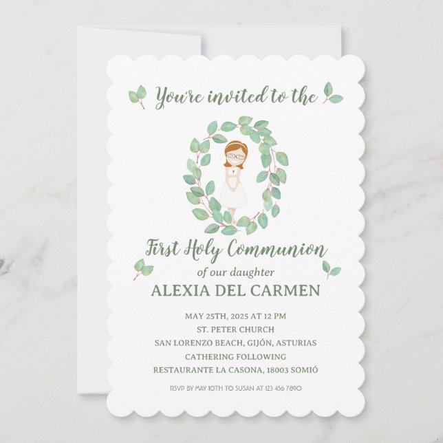 First Communion Invitation Alexia Template (Front)