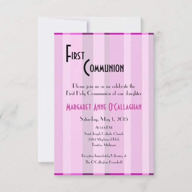 First Communion Invitation - Girl (Front)
