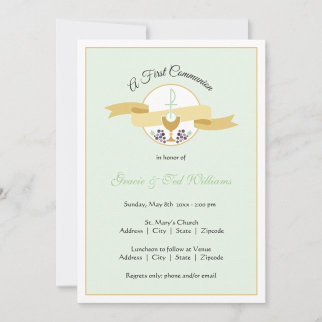 First Communion Invitation - Twins (Front)