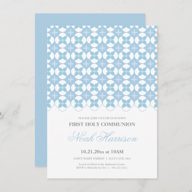 First Communion Invite - Boy's Custom Card (Front/Back)
