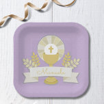 First communion, Lila first communion Paper Plate<br><div class="desc">Elegant Lila first communion</div>