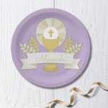 First communion, Lila first communion Paper Plate<br><div class="desc">Elegant Lila first communion</div>
