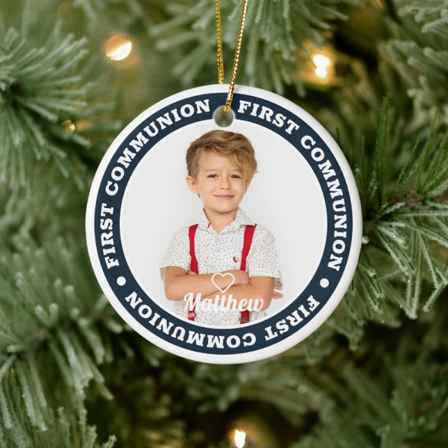 First Communion Modern Custom Photo Keepsake Ceramic Tree Decoration (Tree)
