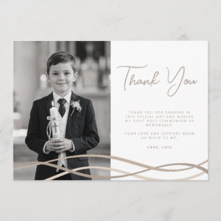 First Communion - Modern Photo Thank You Card