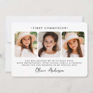 First Communion Modern Simple Chic Photo Thank You Card