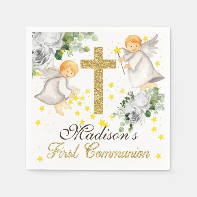 First Communion Personalised Gender Neutral Napkin (Front)