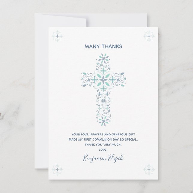 First Communion Personalised Thank You Card Notes (Front)