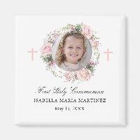 First Communion Photo Rose Flower Cross Favour