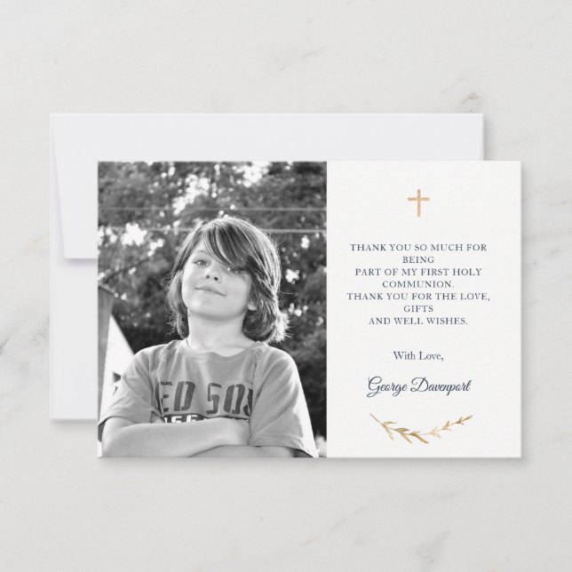 First Communion Photo Thank you Card (Front)