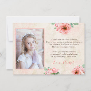 First Communion Prayer Thank You for Girl Vintage Card