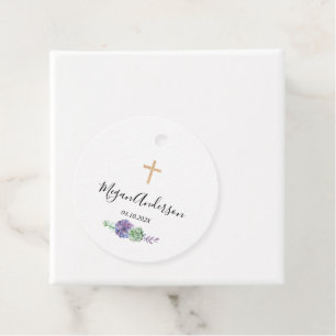 First Communion Purple and Gold Elegant Favour Tag