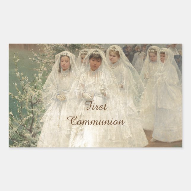 First Communion Rectangular Sticker (Front)