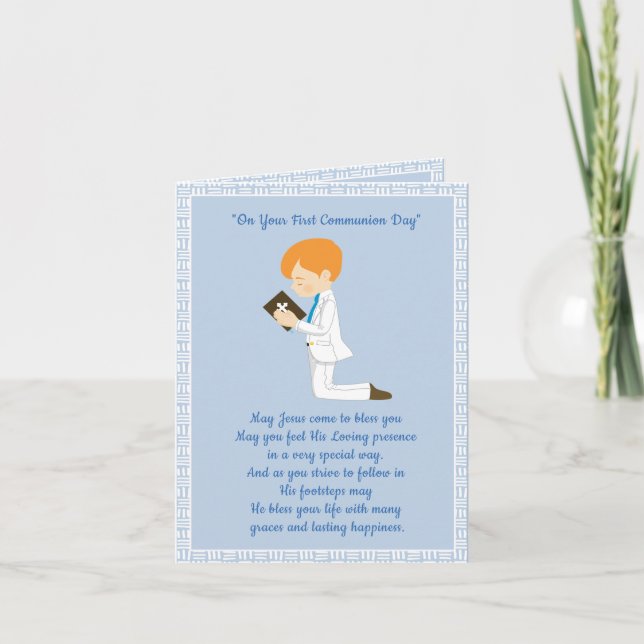 First Communion Red Hair Boy Card (Front)