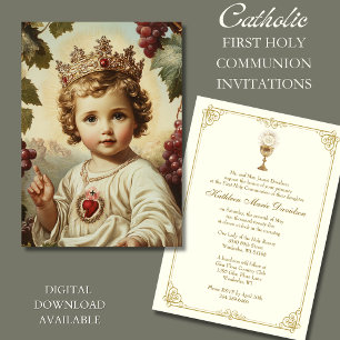 First Communion Sacred Heart Child Jesus  Invitation
