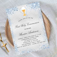 First communion silver blue boy luxury