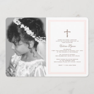 First Communion Soft Pink with Photo Invitation