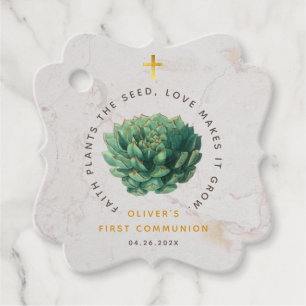 First Communion Succulent Faith Plants the Seed Favour Tags