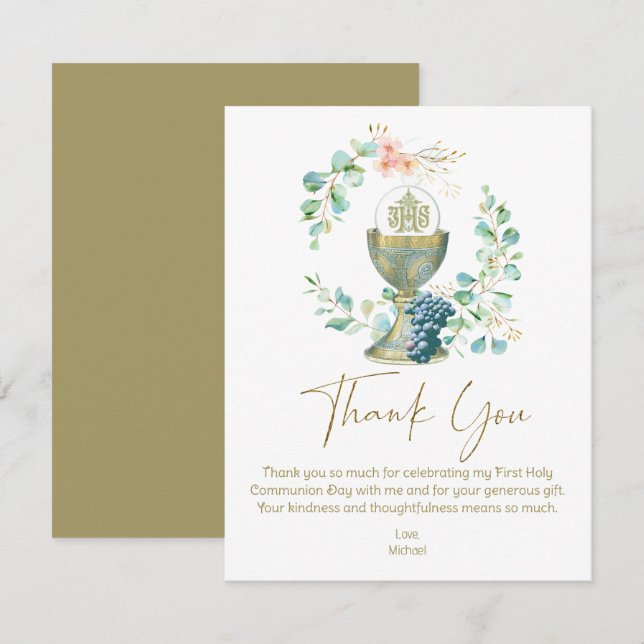First Communion Thank You Eucalyptus  (Front/Back)