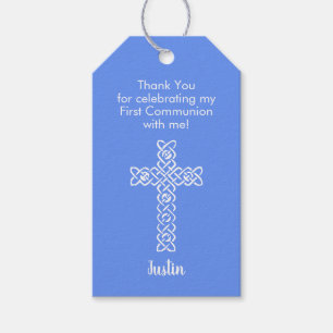 First Communion Thank You Favour Cornflower Blue Gift Tags