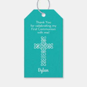 First Communion Thank You Favour Robin's Egg Blue Gift Tags