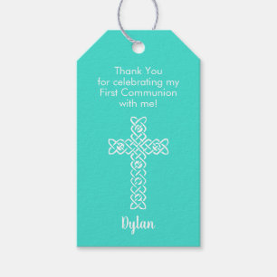 First Communion Thank You Favour Turquoise Gift Tags