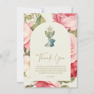 First Communion Thank You Pink Roses