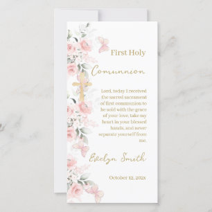 First Comunnion Bookmark Girl Thank You Card