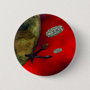 first contact 6 cm round badge