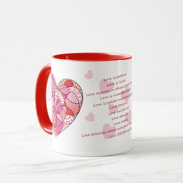 First Corinthians 13 Love Verses Heart Mug (Front Left)