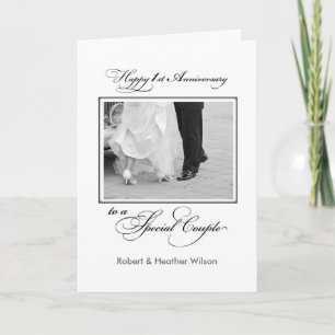 First Custom Name Wedding Anniversary Congratulati Card